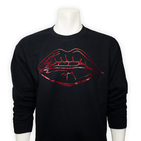 Read My Lips Sweater in Metallic Red